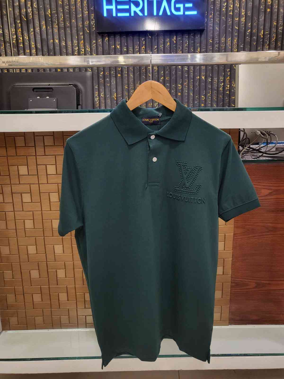 Vv-Front/Back Embosed Polo Green