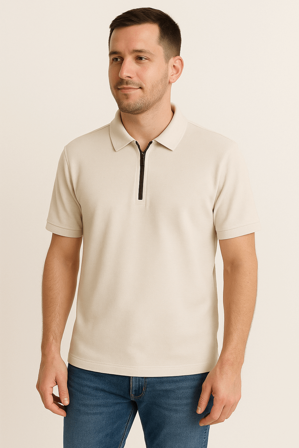 Textured Polo-Off-W