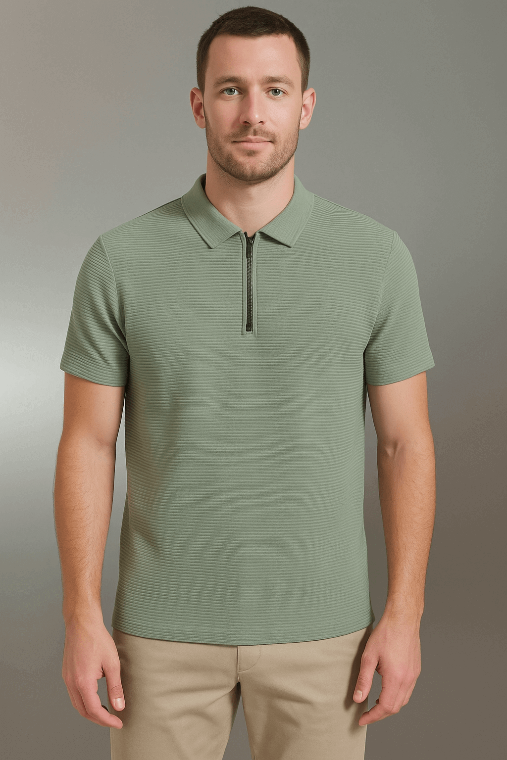 Textured Polo-Olive