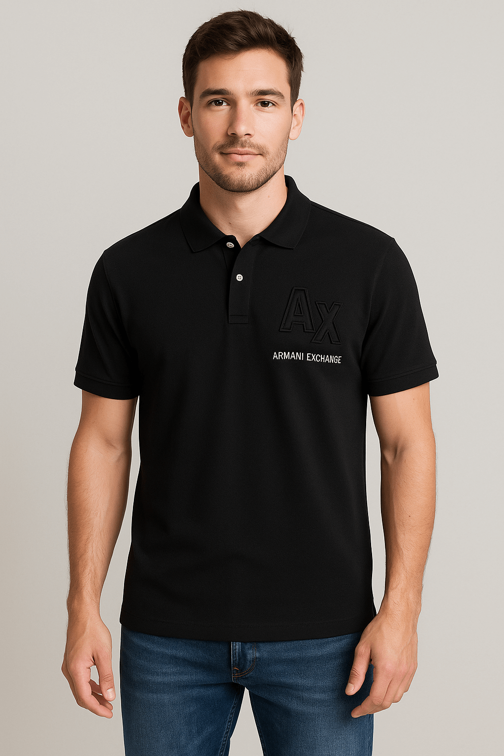 A-X EMBOSED POLO BLACK
