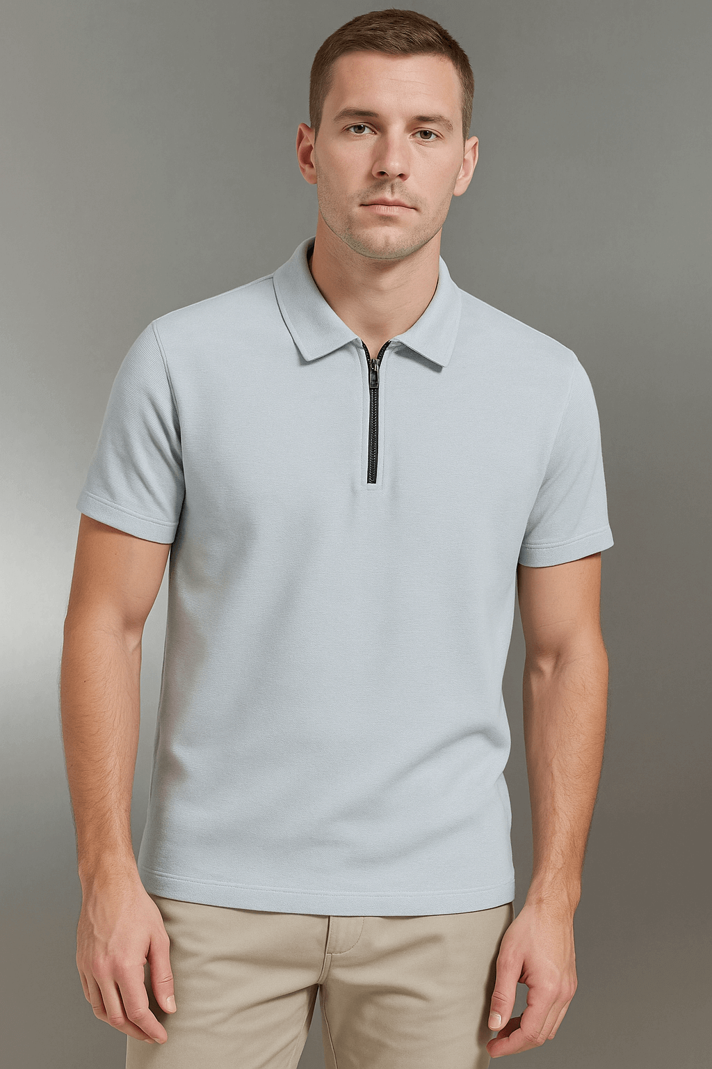 Textured Polo-Sky