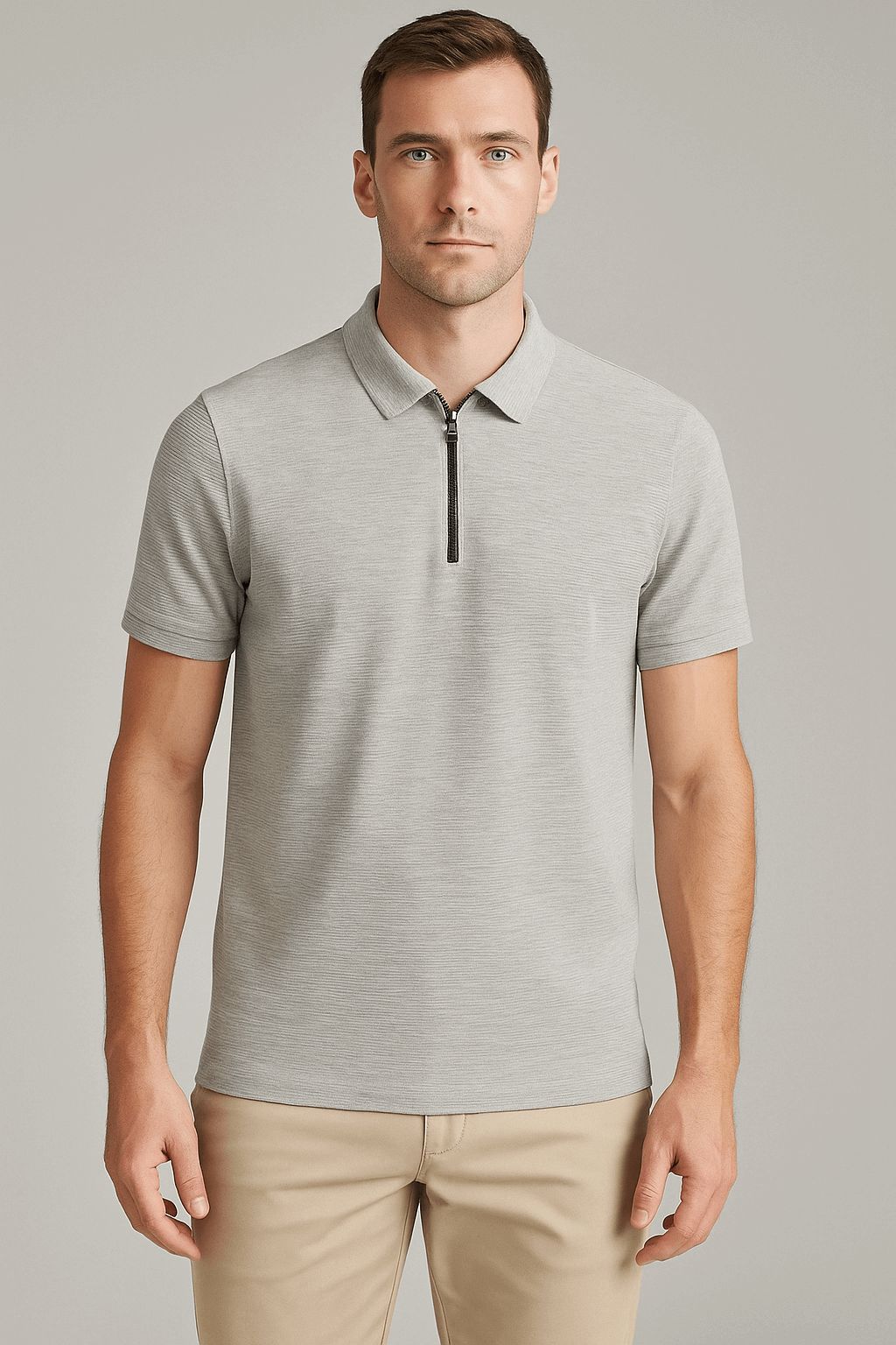 Textured Polo-Grey