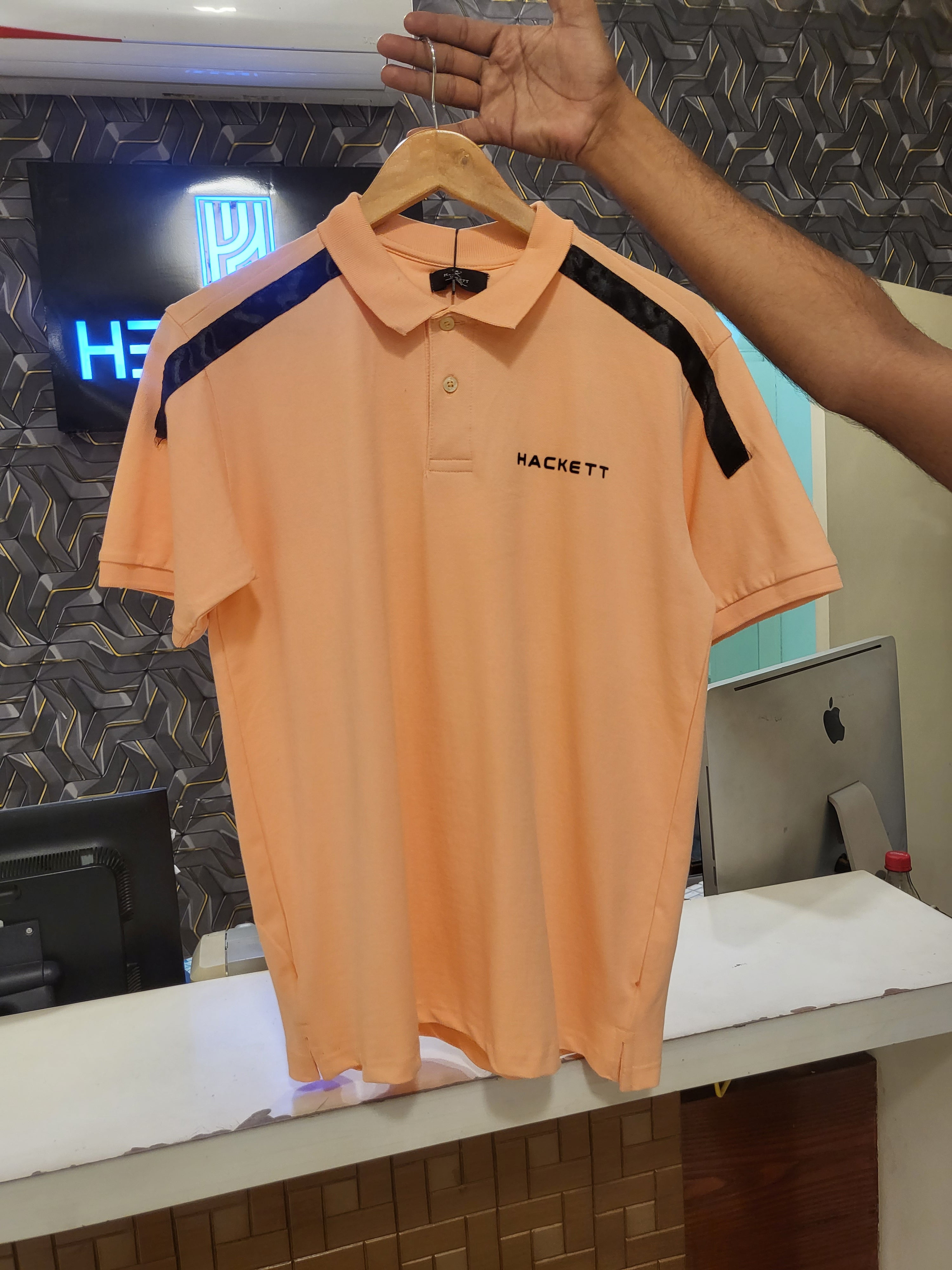 H-Premium Shoulder Rib Polo Apricot