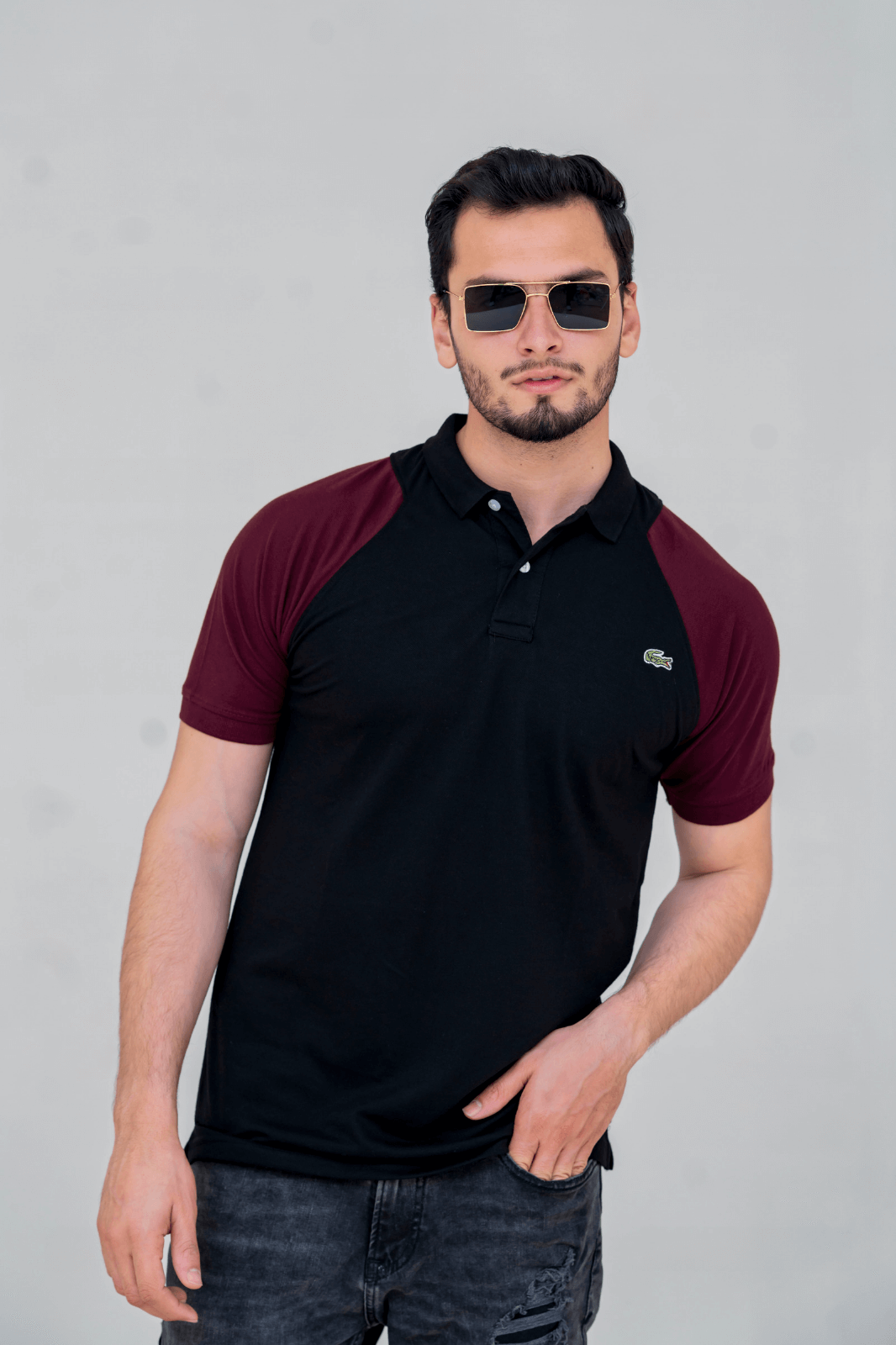 LT●Panel Polo MaroonXBlack