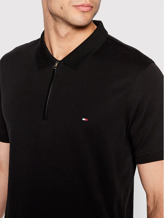 Thf-Premium Zipup Polo Jet Black