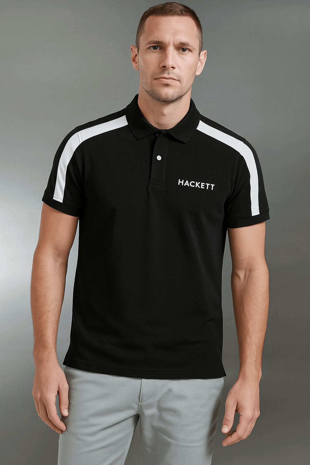 H-Premium Shoulder Rib Polo Black