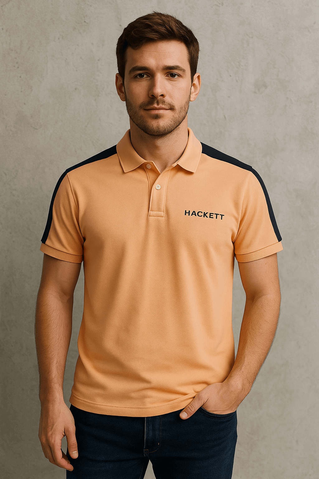 H-Premium Shoulder Rib Polo Apricot