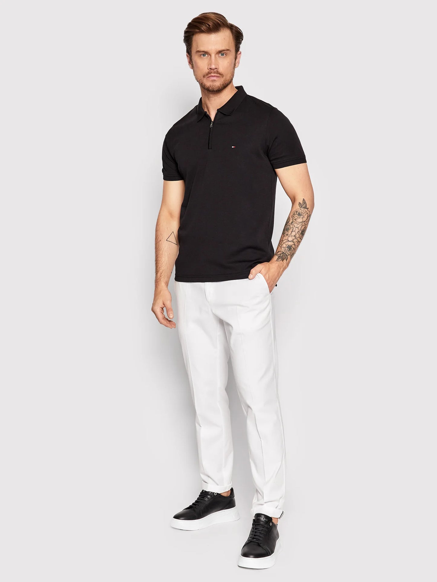 Thf-Premium Zipup Polo Jet Black