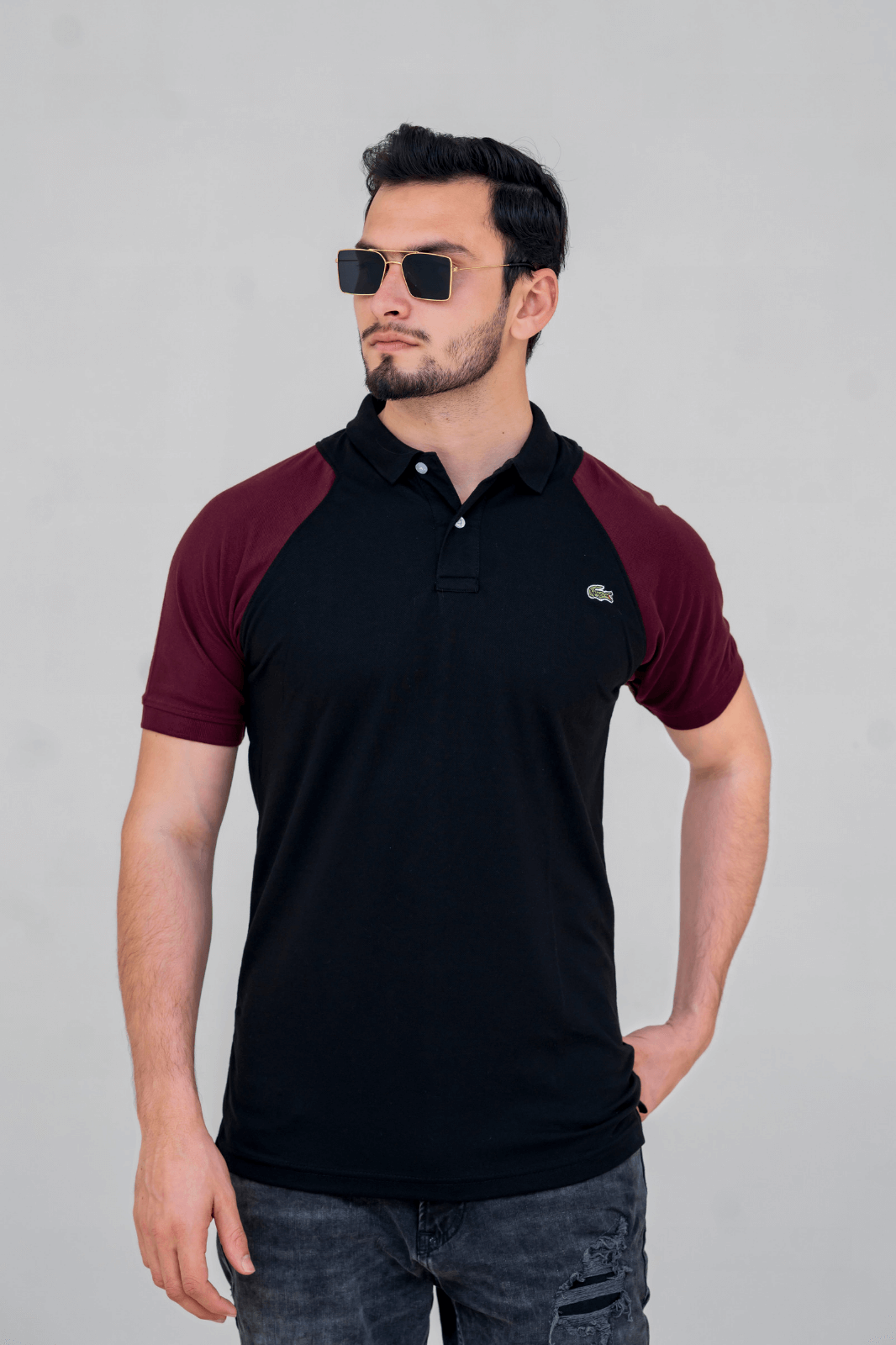 LT●Panel Polo MaroonXBlack