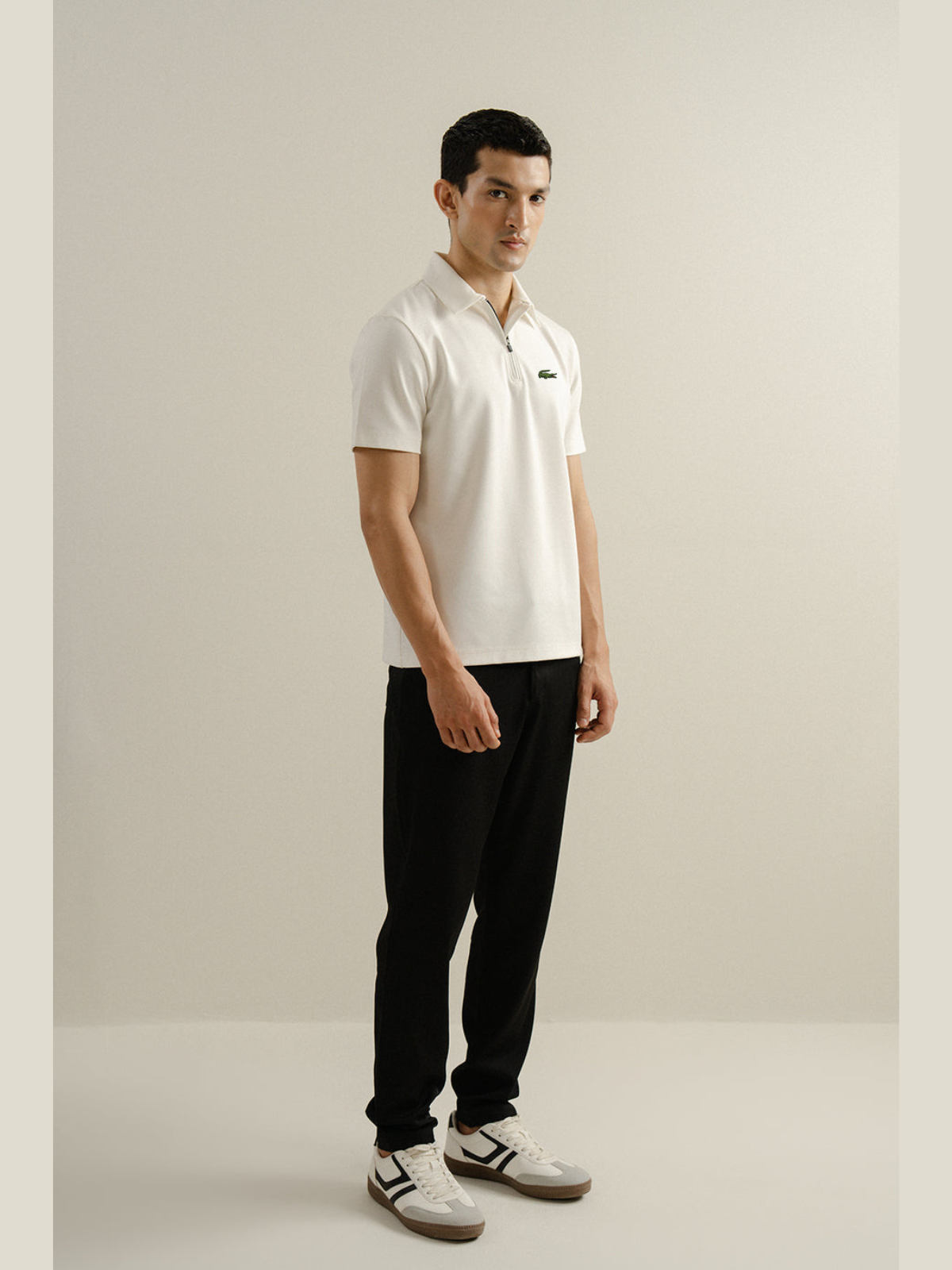 L-Zip Up Polo Stone