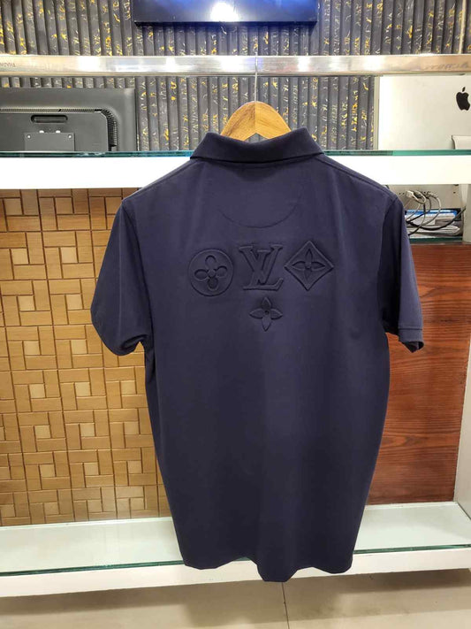 Vv-Front/Back Embosed Polo Navy