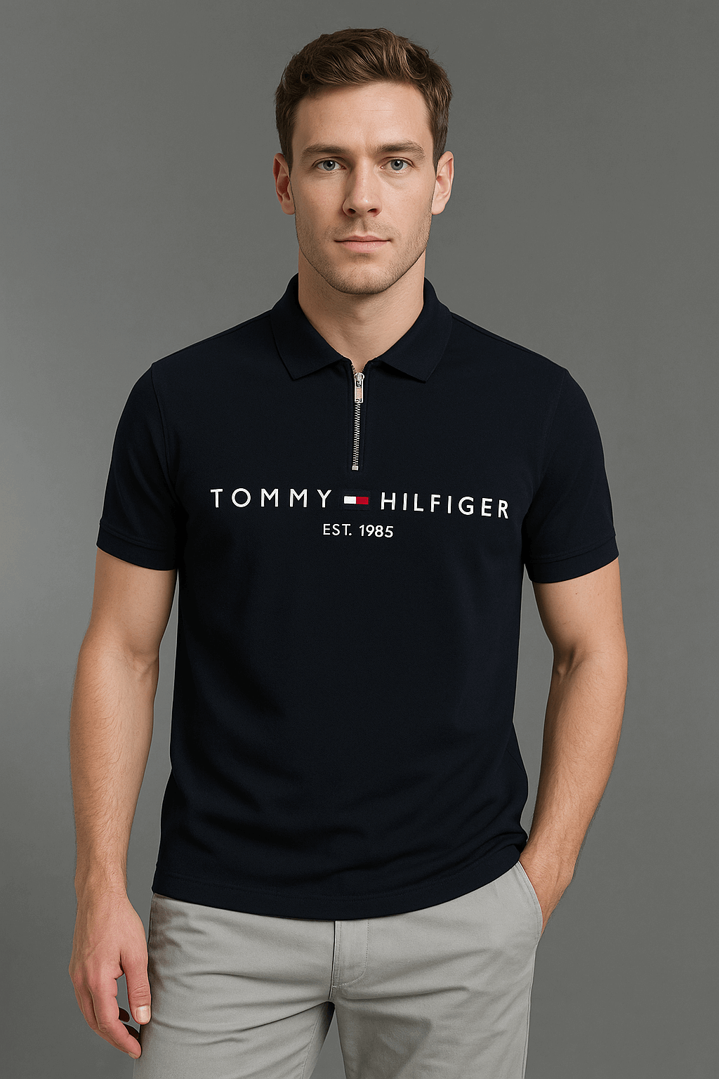 T-PREMIUM ZIPUP POLO BLACK