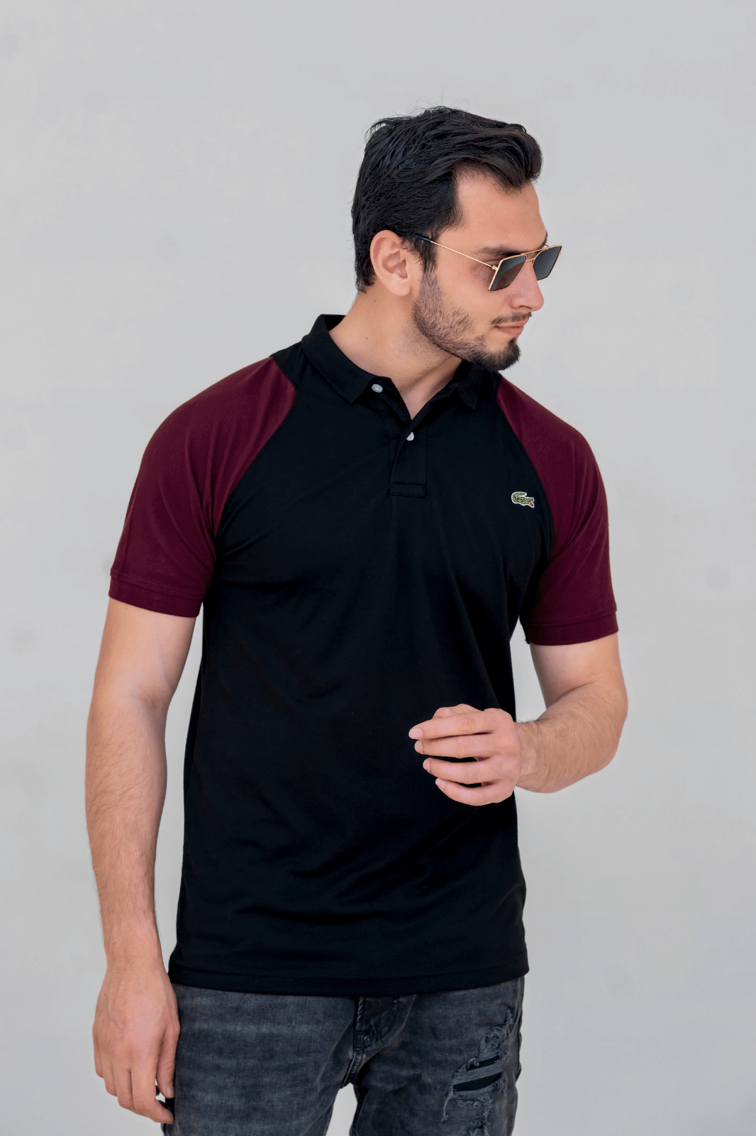 LT●Panel Polo MaroonXBlack