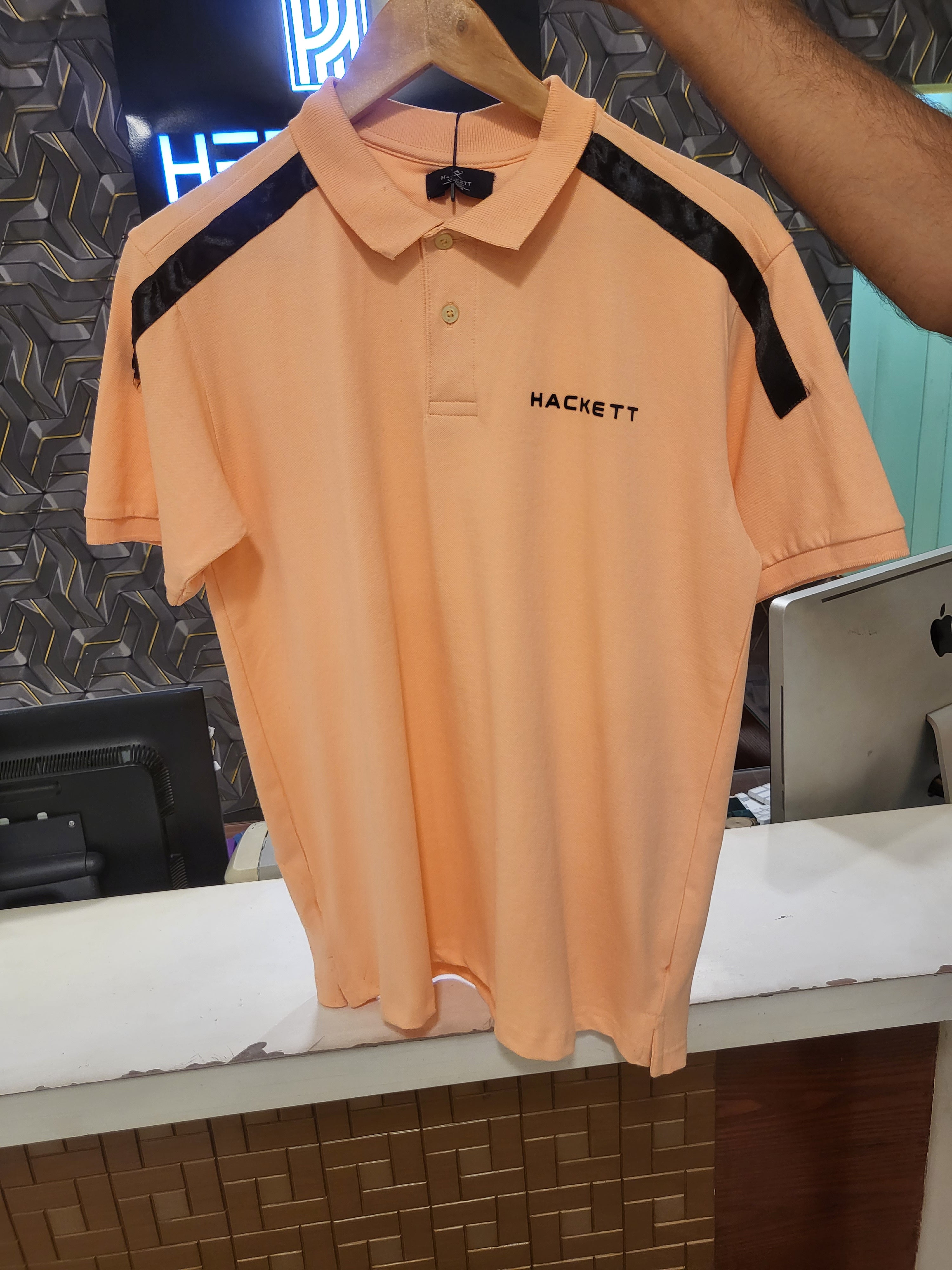 H-Premium Shoulder Rib Polo Apricot