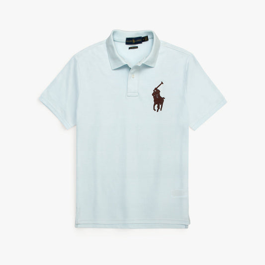 R-Premium Leather Embroidery Polo Sky