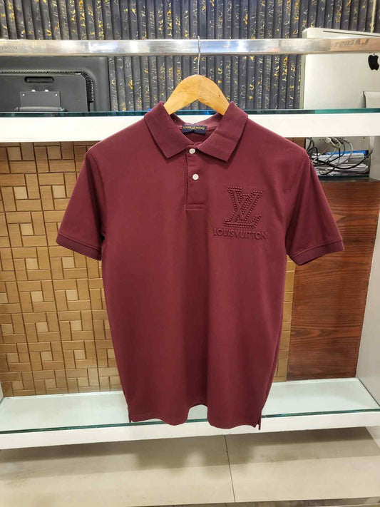 Vv-Front/Back Embosed Polo Cherry