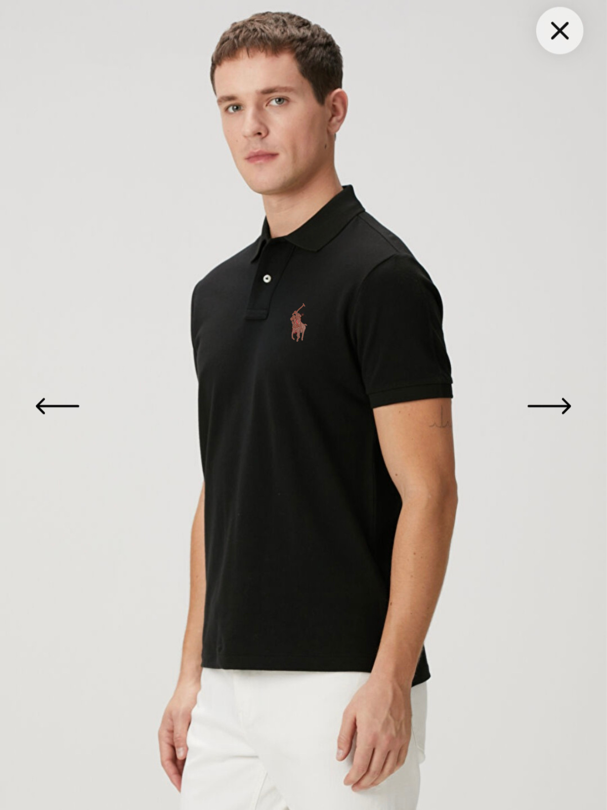 R-Premium Leather Embroidery Polo Black