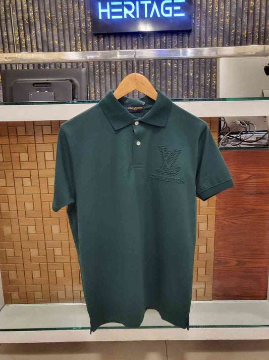 Vv-Front/Back Embosed Polo Green