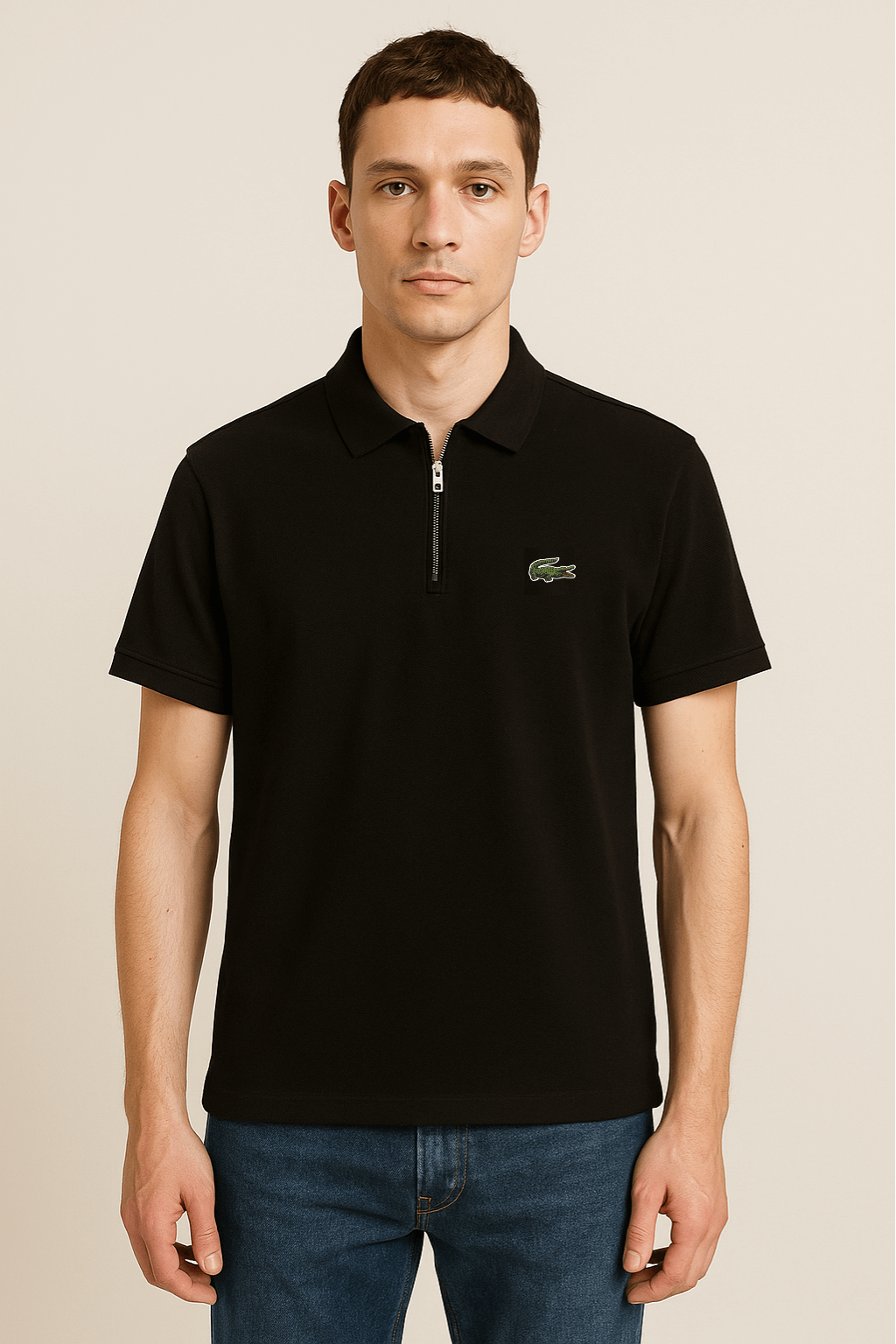 LT-ZIP UP POLO BLACK