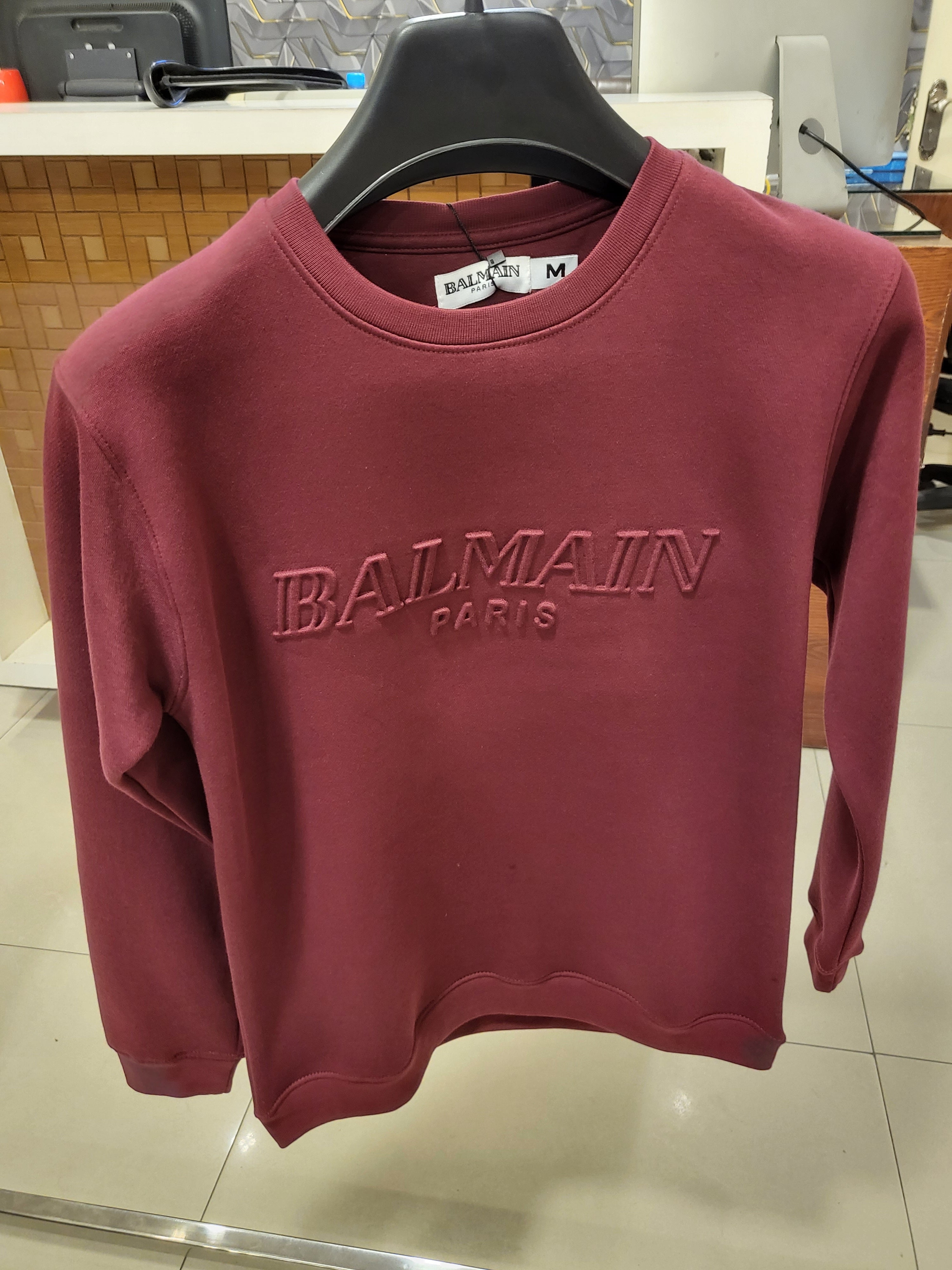 B-A-L Premium Embosed Cotton Sweatshirt Deep Maroon